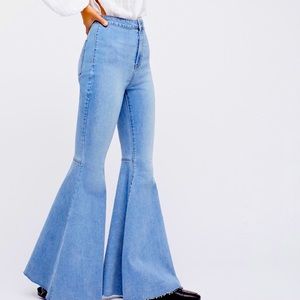 Free People | Just Float On | Retro Flare Bell Bottom Light Wash Jeans